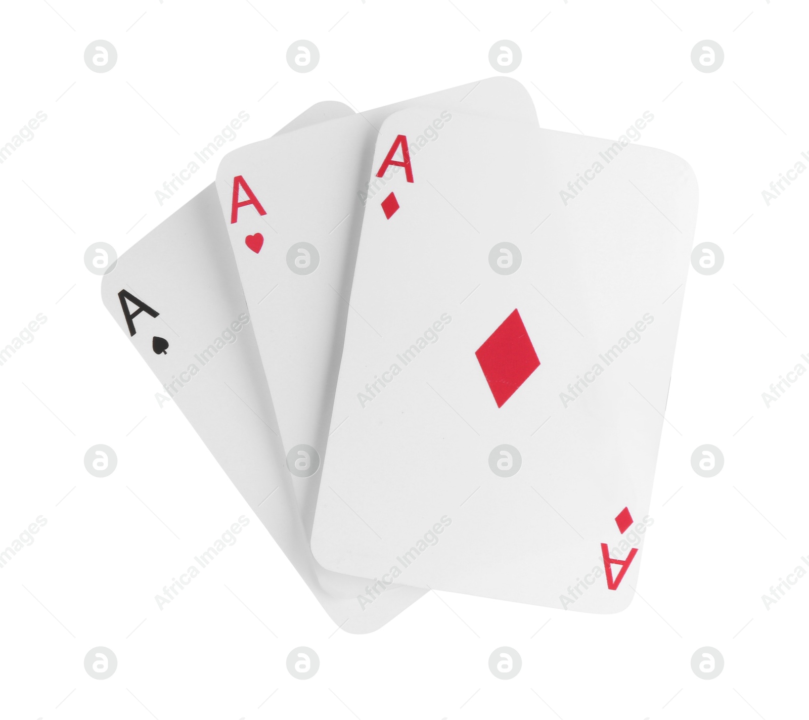 Photo of Poker game. Playing cards isolated on white