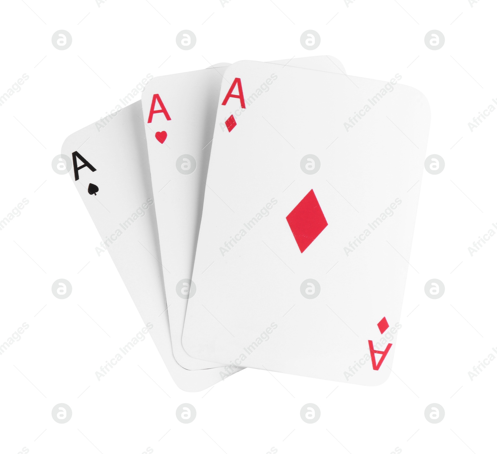 Photo of Poker game. Playing cards isolated on white