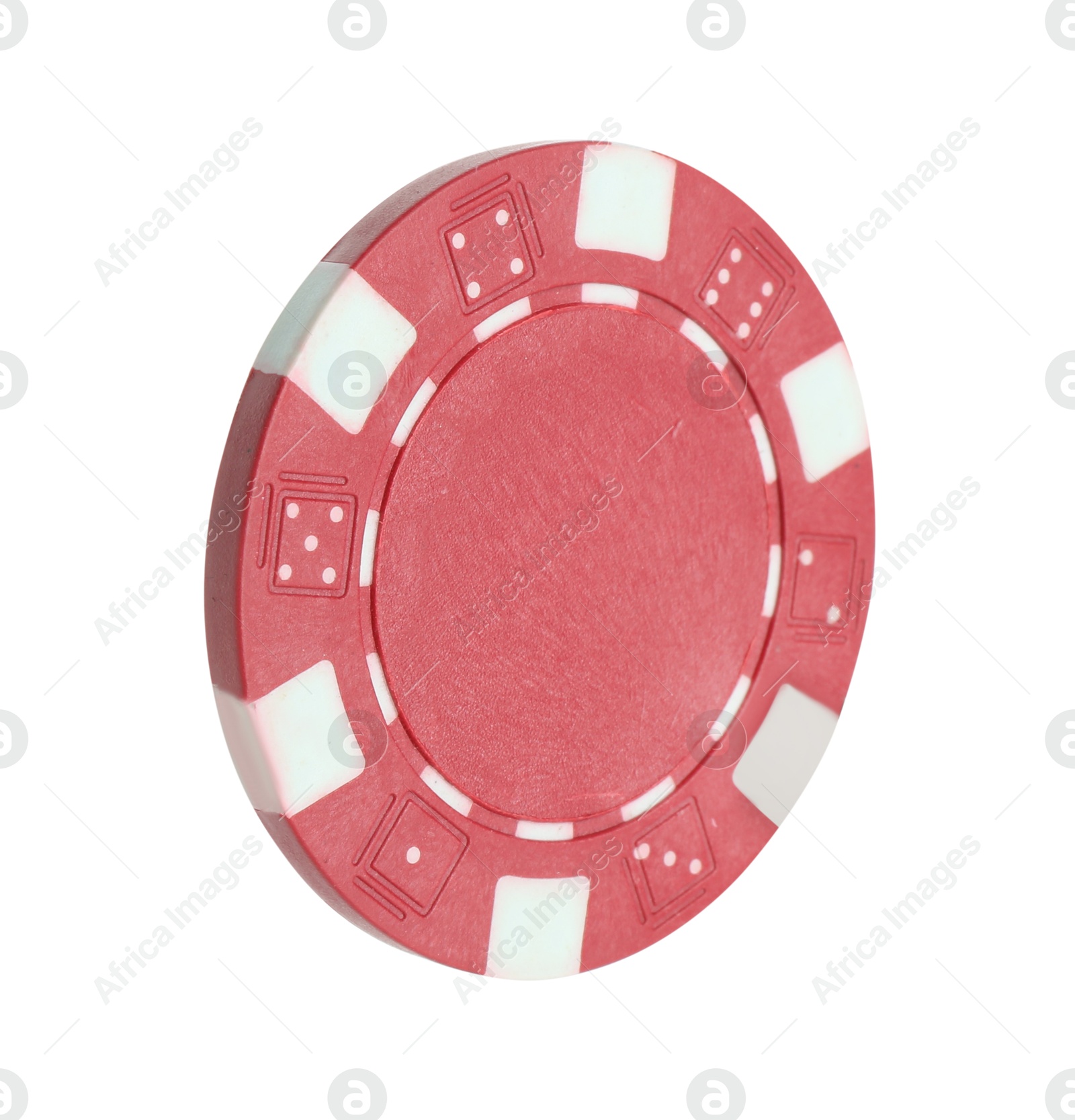 Photo of Poker game. One casino chip isolated on white