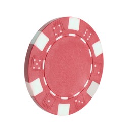 Photo of Poker game. One casino chip isolated on white