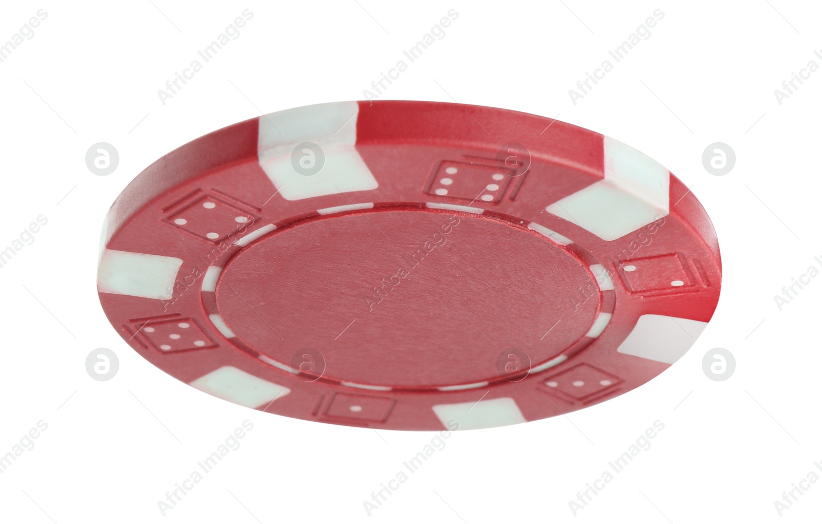 Photo of Poker game. One casino chip isolated on white