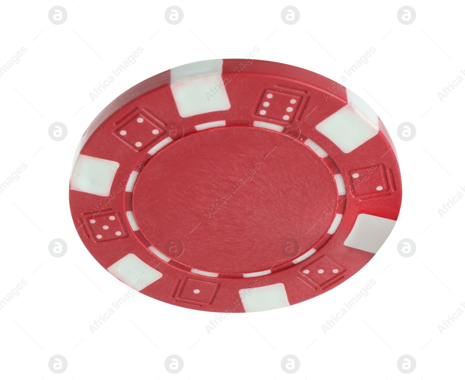 Photo of Poker game. One casino chip isolated on white