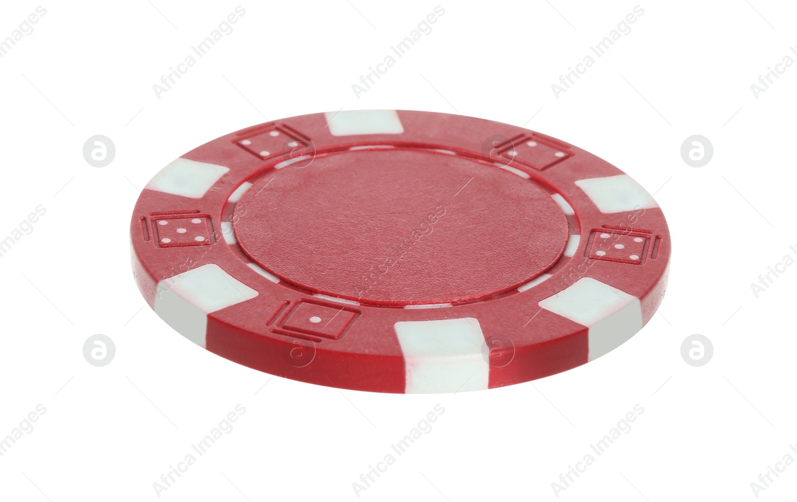 Photo of Poker game. One casino chip isolated on white