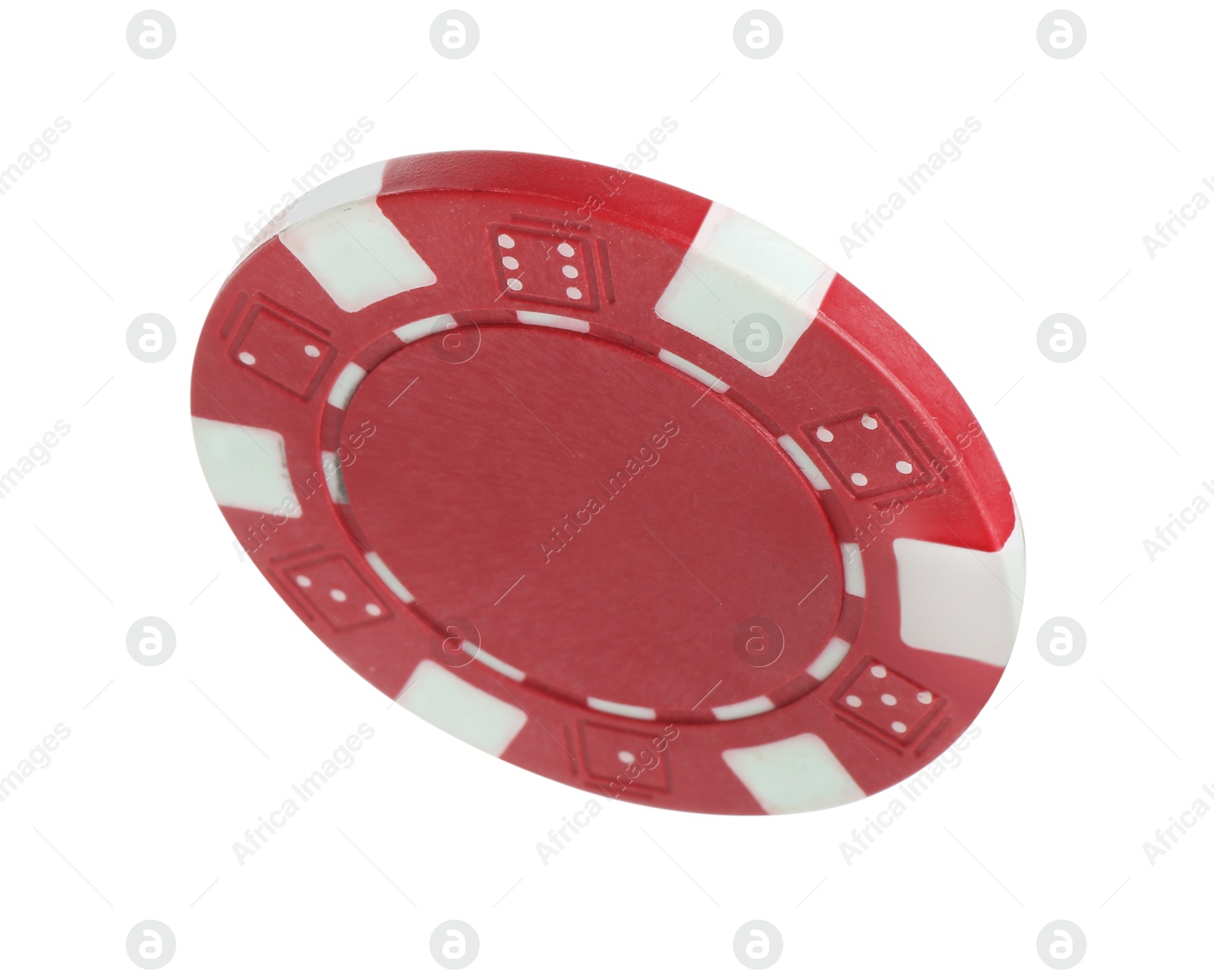 Photo of Poker game. One casino chip isolated on white