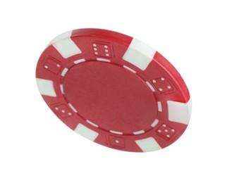 Photo of Poker game. One casino chip isolated on white