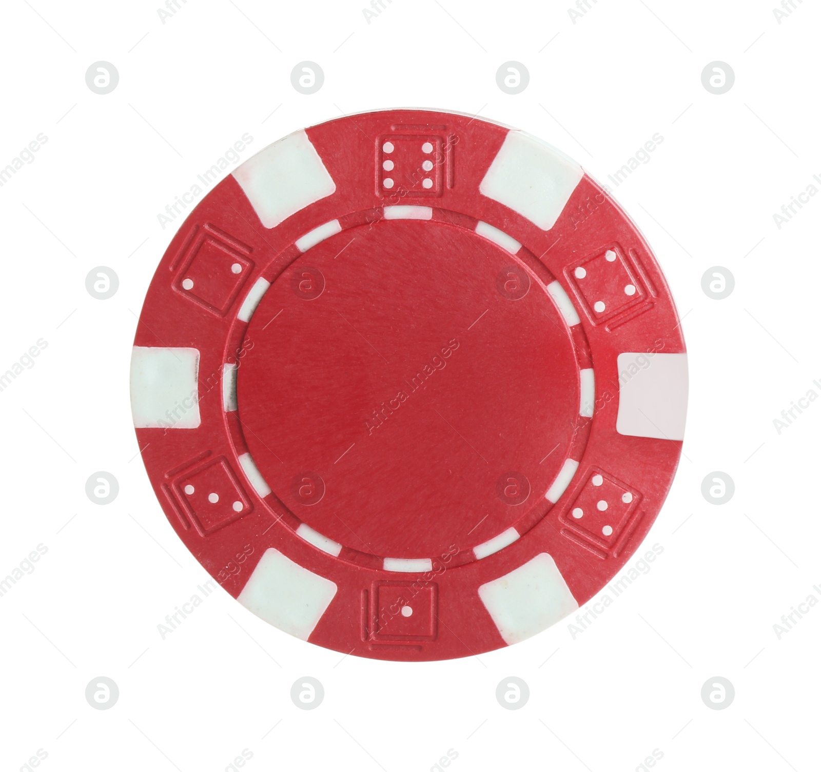 Photo of Poker game. One casino chip isolated on white