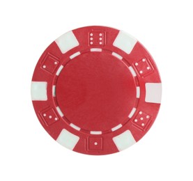 Photo of Poker game. One casino chip isolated on white