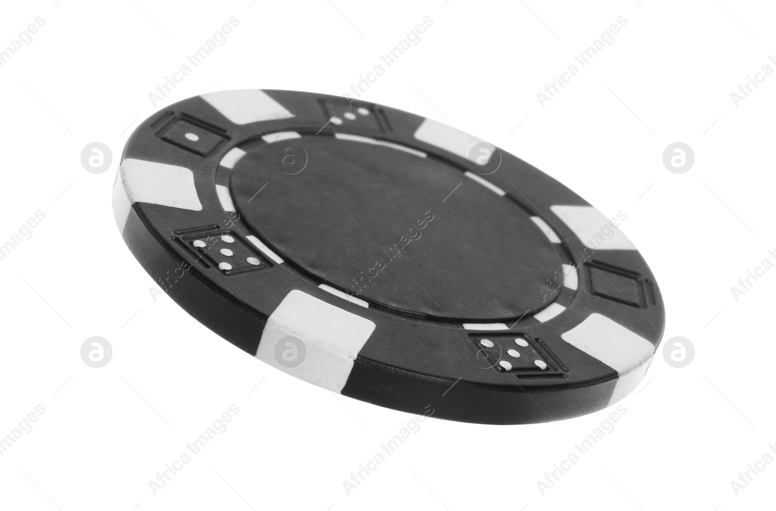 Photo of Poker game. One casino chip isolated on white