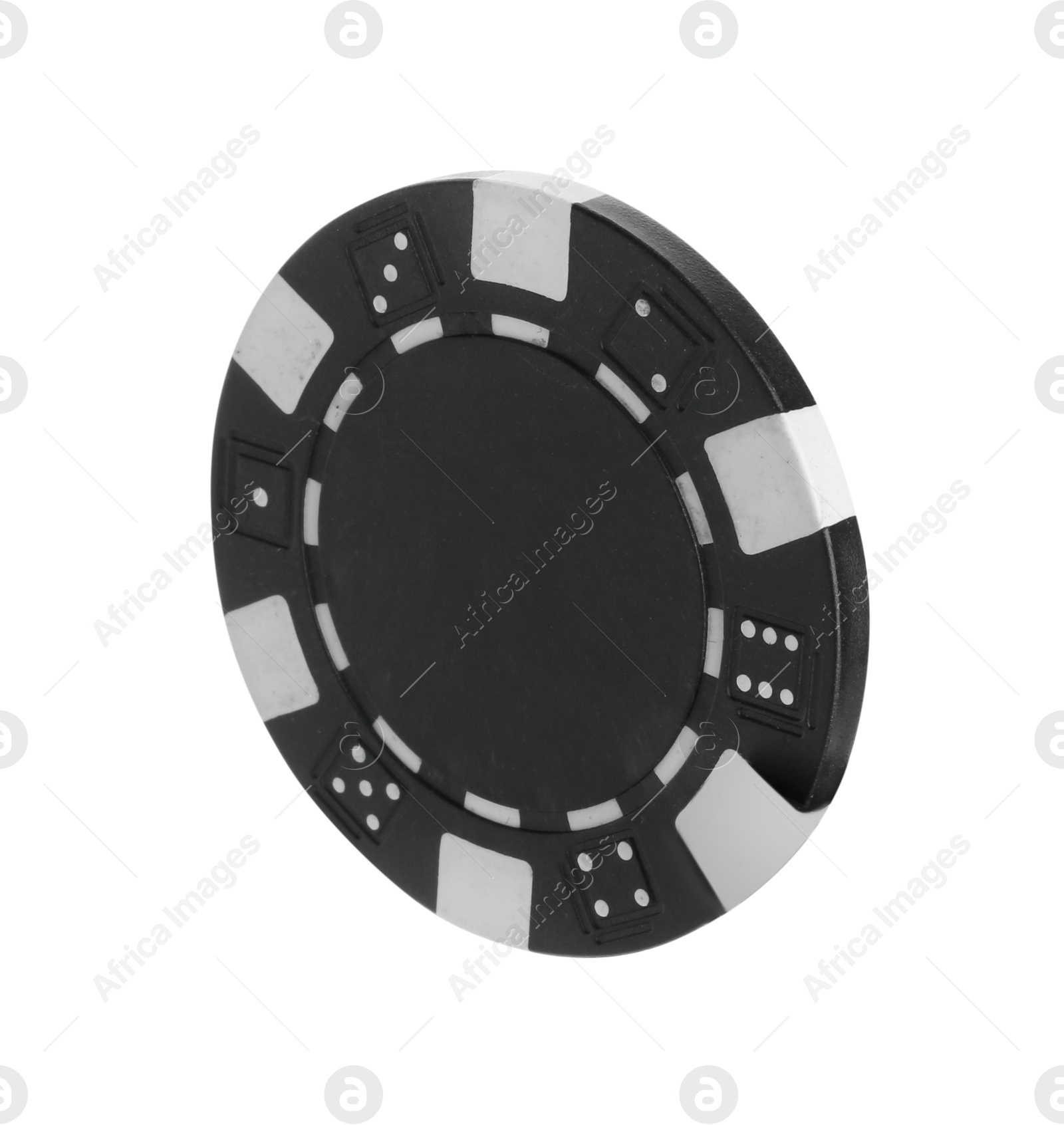 Photo of Poker game. One casino chip isolated on white