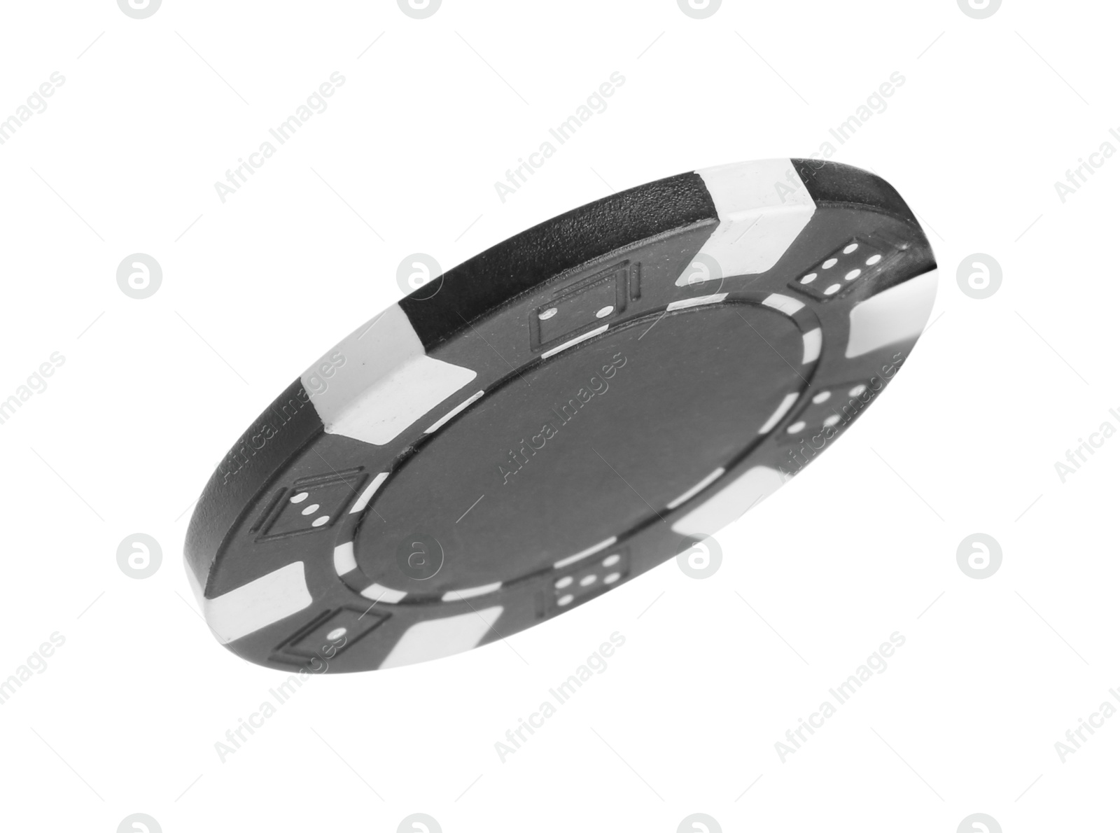 Photo of Poker game. One casino chip isolated on white