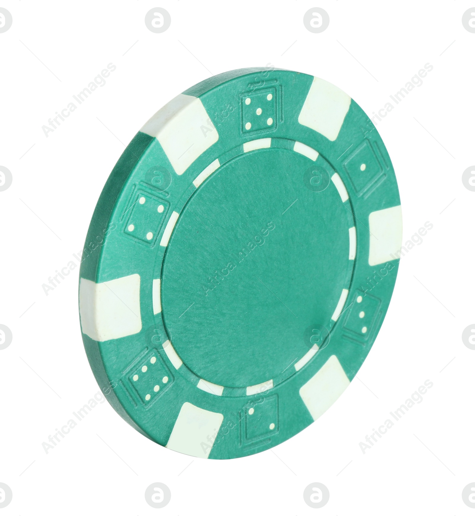 Photo of Poker game. One casino chip isolated on white