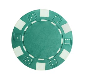 Poker game. One casino chip isolated on white