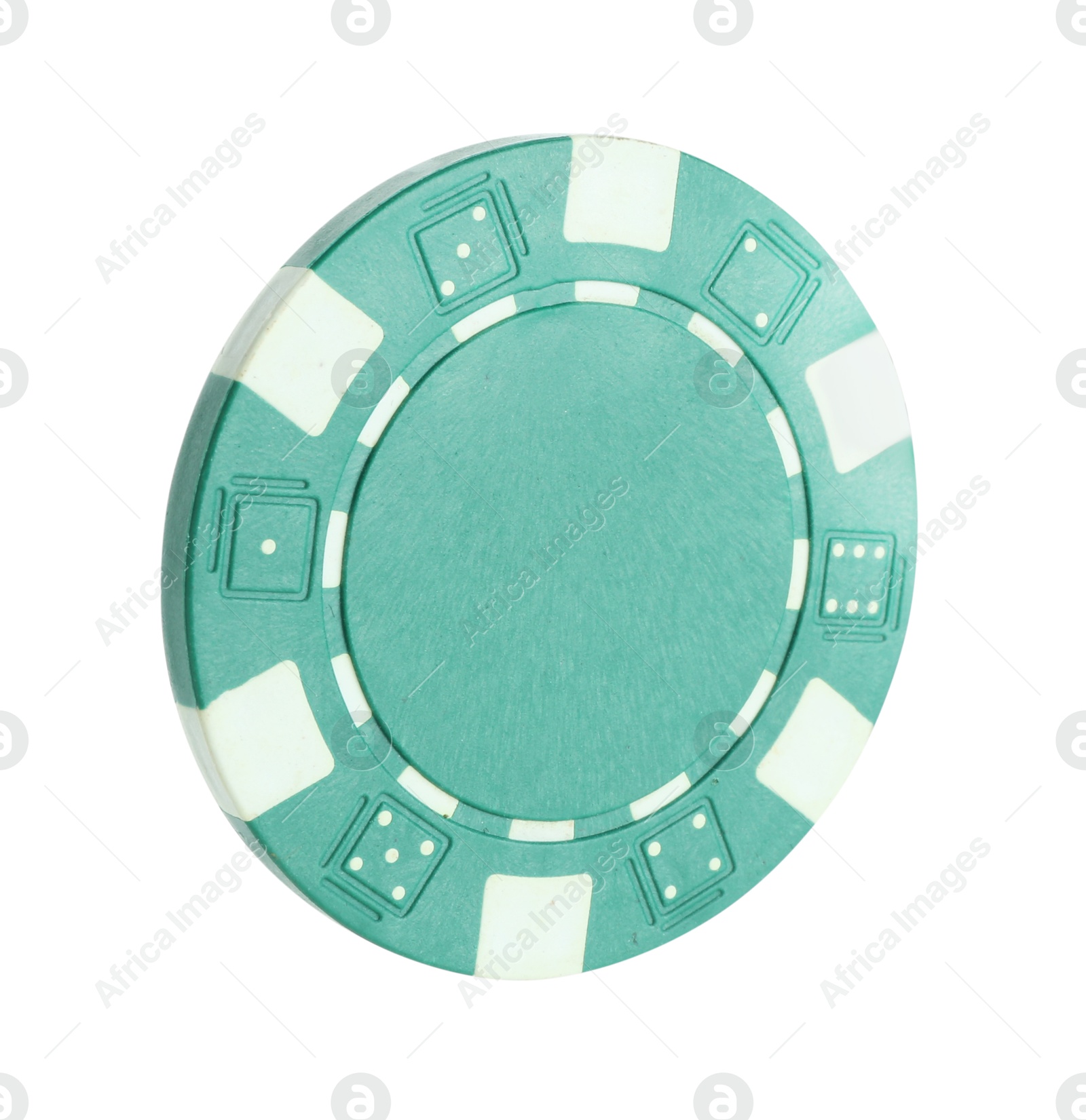 Photo of Poker game. One casino chip isolated on white