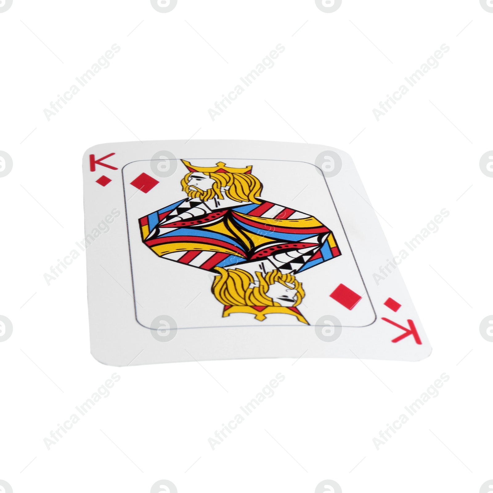 Photo of Poker game. One playing card isolated on white