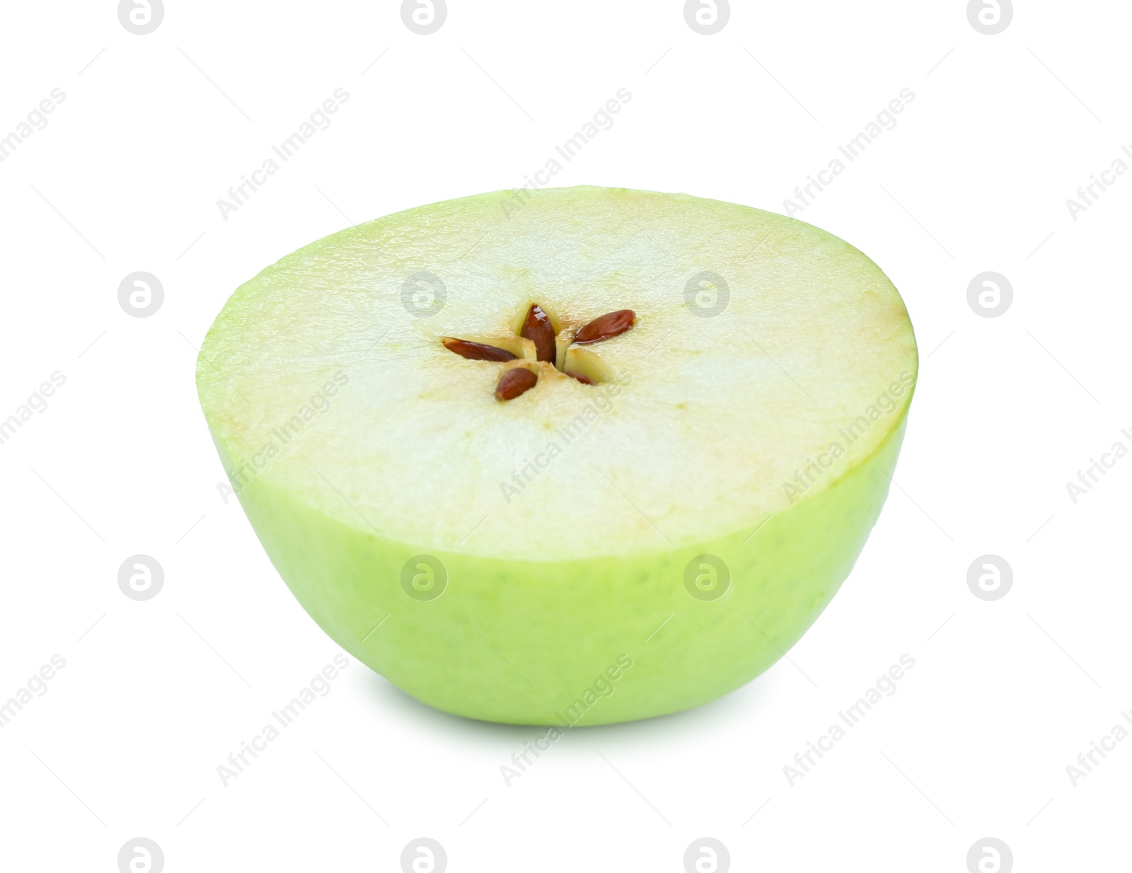 Photo of Half of fresh green apple isolated on white