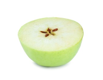 Photo of Half of fresh green apple isolated on white