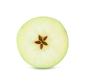 Photo of Half of fresh green apple isolated on white