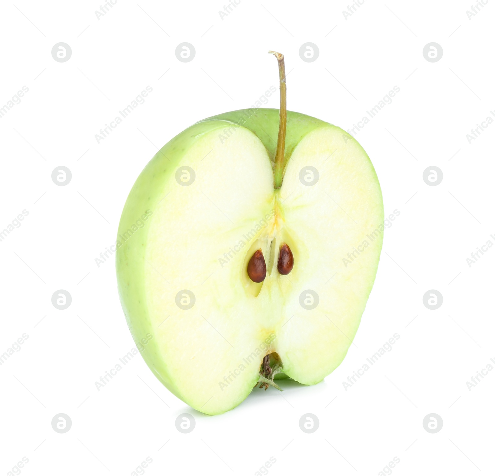 Photo of Half of fresh green apple isolated on white