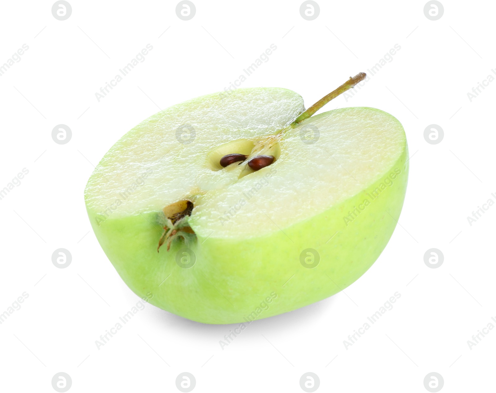 Photo of Half of fresh green apple isolated on white