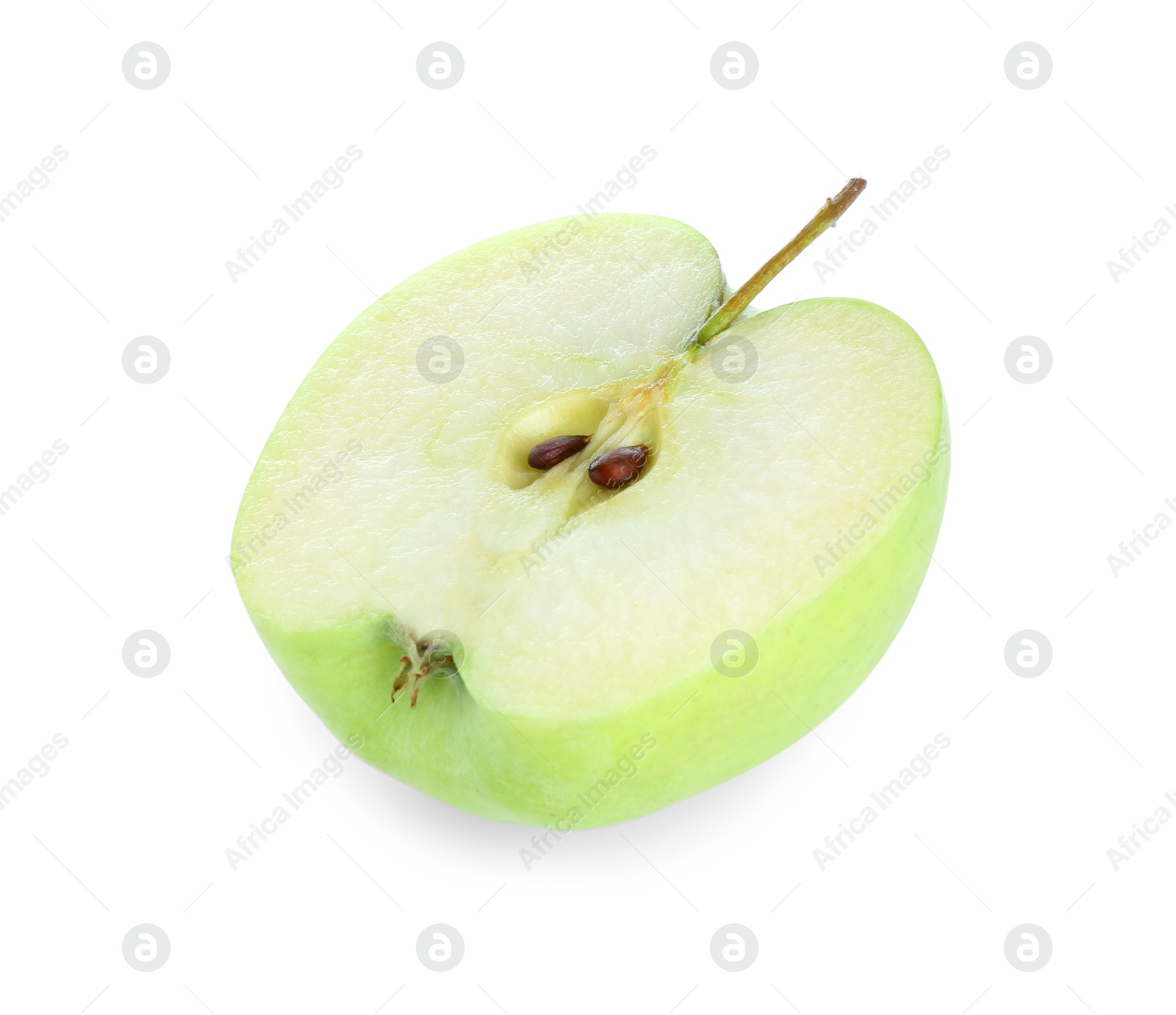 Photo of Half of fresh green apple isolated on white