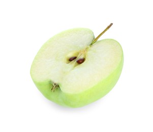 Photo of Half of fresh green apple isolated on white