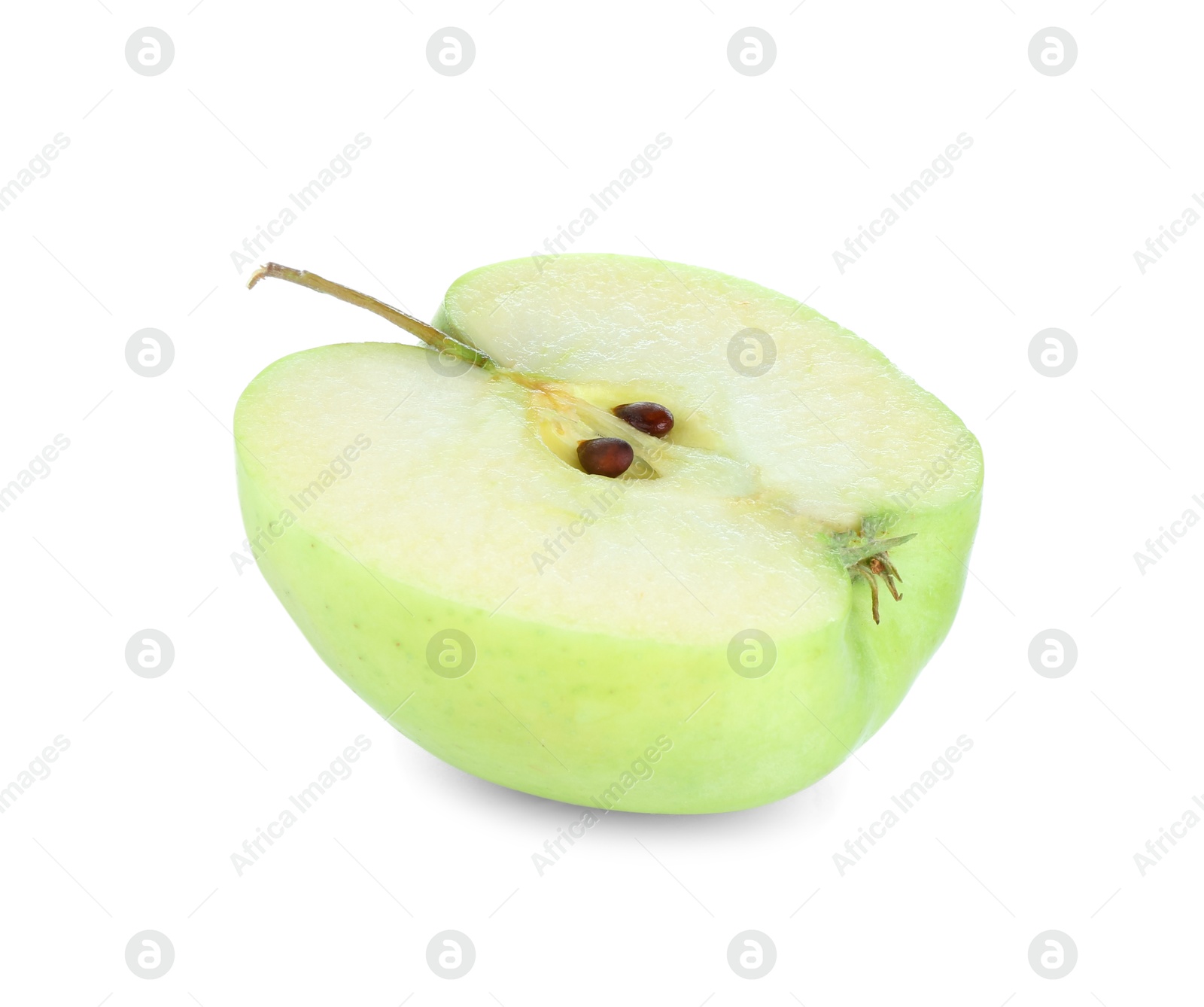 Photo of Half of fresh green apple isolated on white