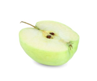 Photo of Half of fresh green apple isolated on white