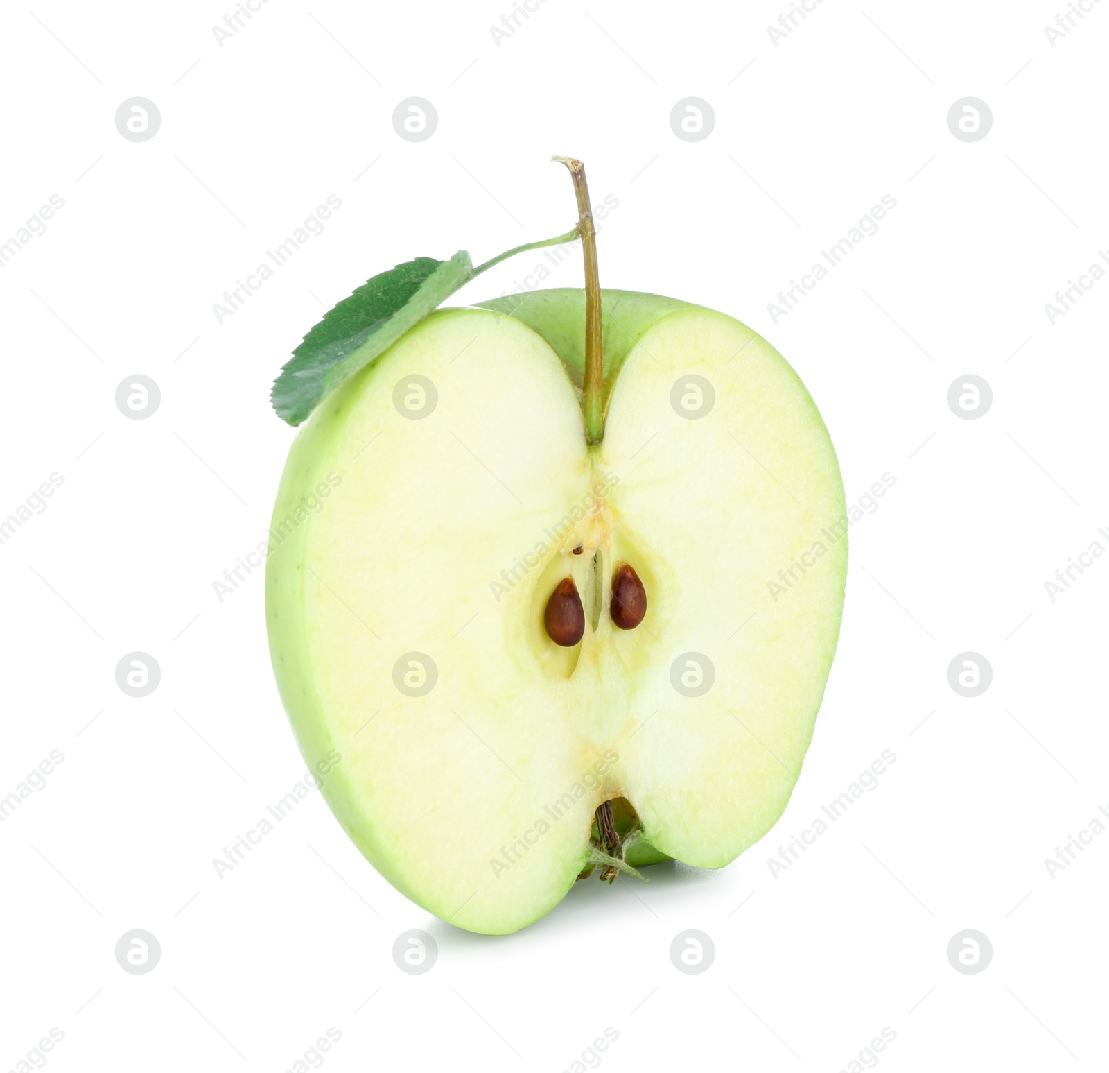 Photo of Half of fresh green apple isolated on white