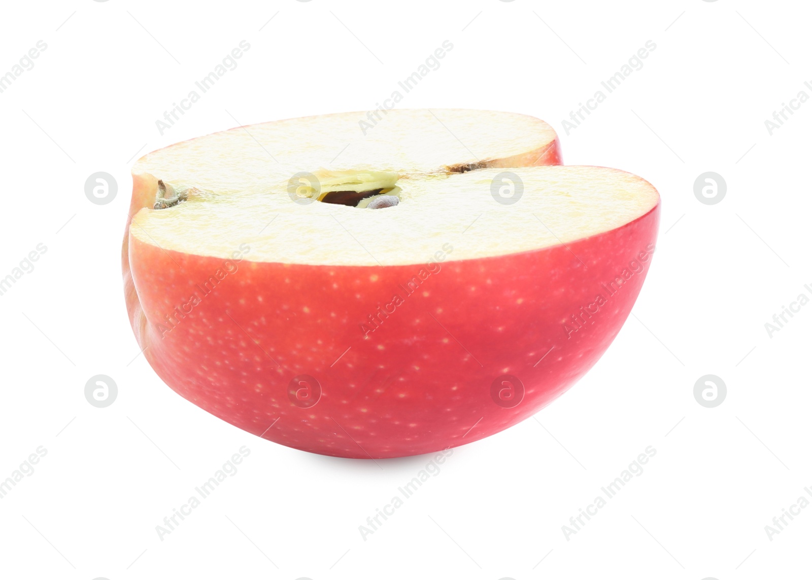 Photo of Half of fresh red apple isolated on white