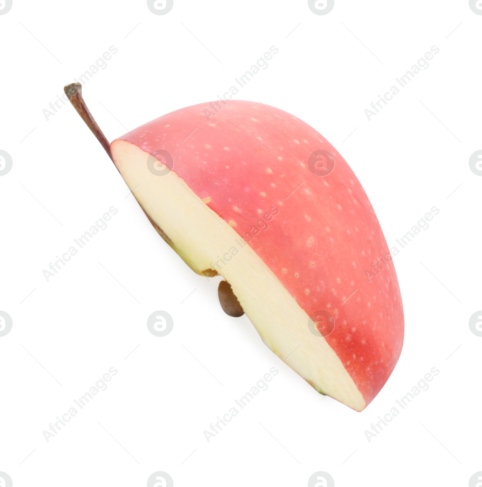 Photo of Slice of red apple isolated on white, top view