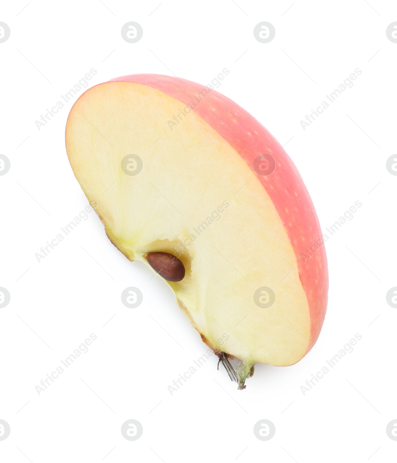 Photo of Slice of red apple isolated on white, top view