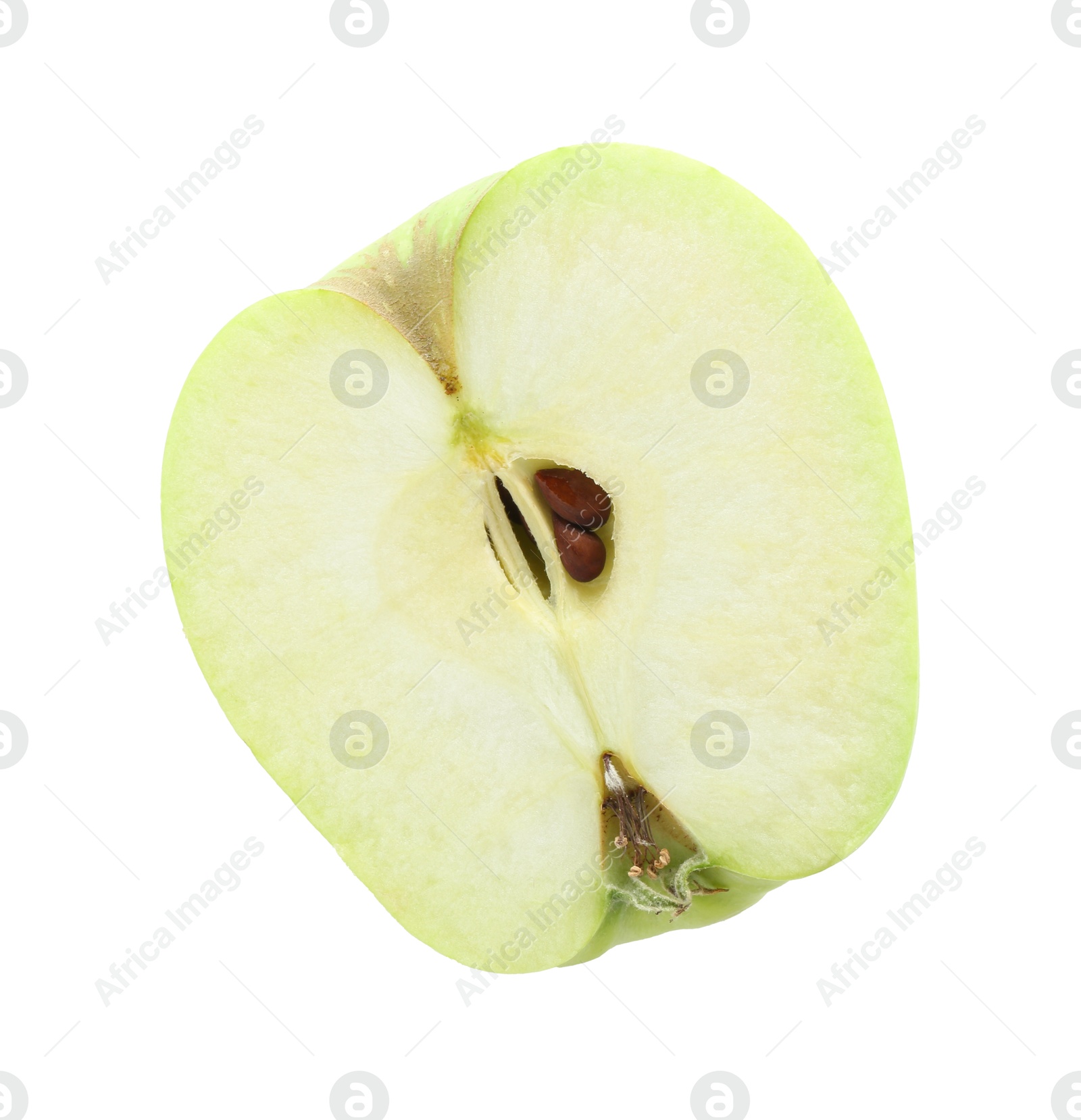 Photo of Half of green apple isolated on white