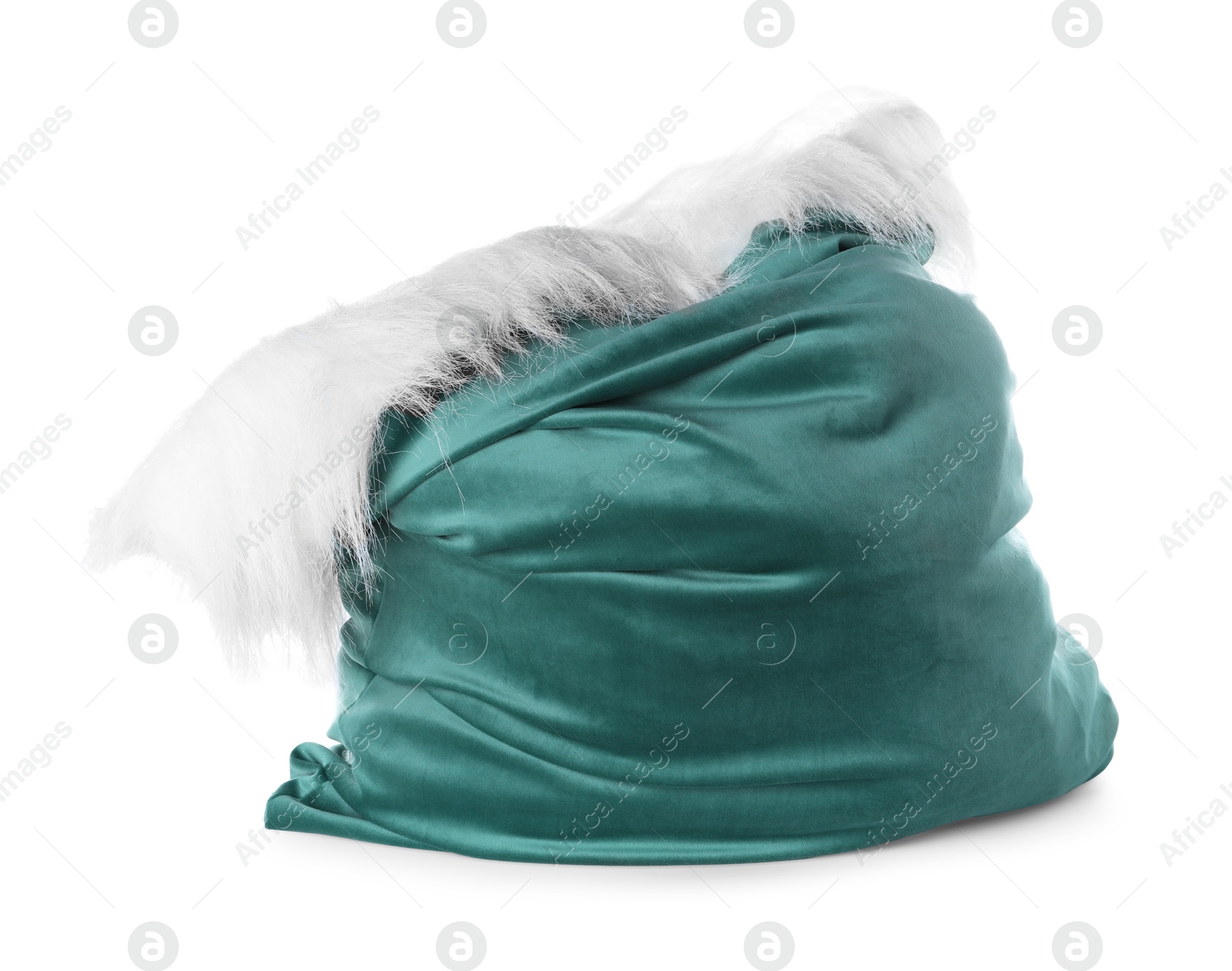 Green Santa Claus bag isolated on white Photo of Green Santa Claus bag isolated on white