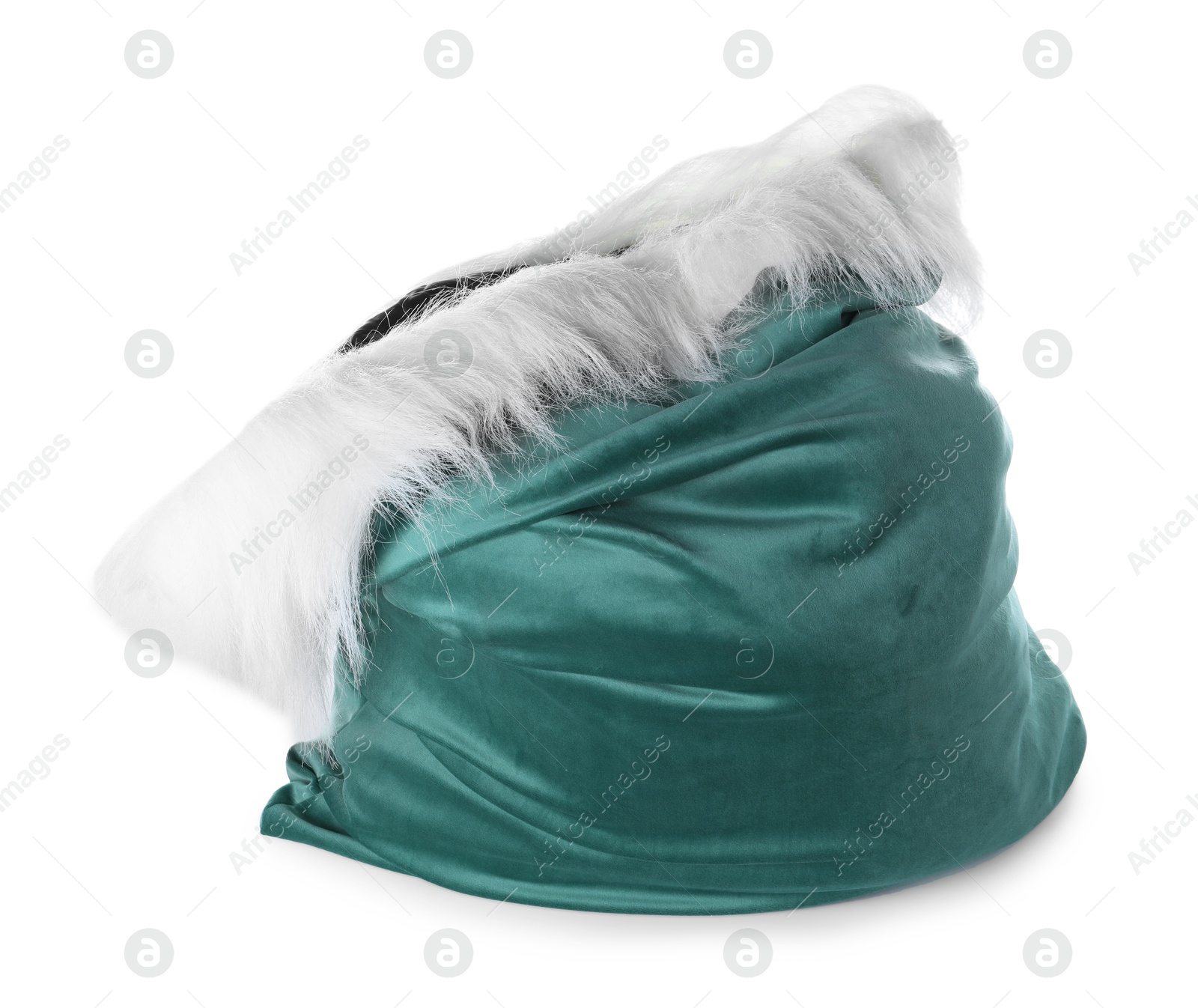 Photo of Green Santa Claus bag isolated on white