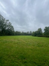 Photo of Picturesque view of beautiful park with green grass