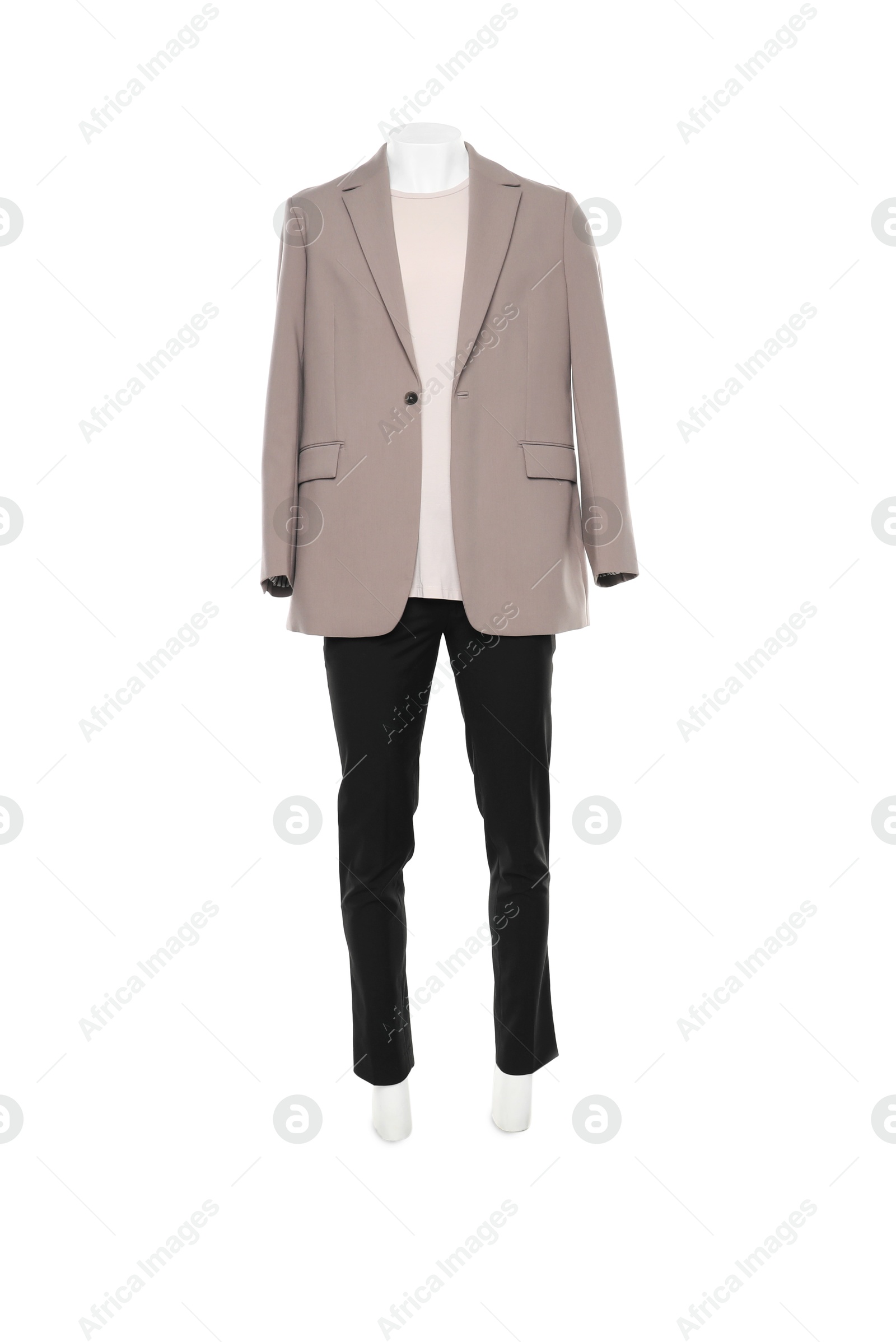 Photo of Male mannequin with stylish outfit isolated on white