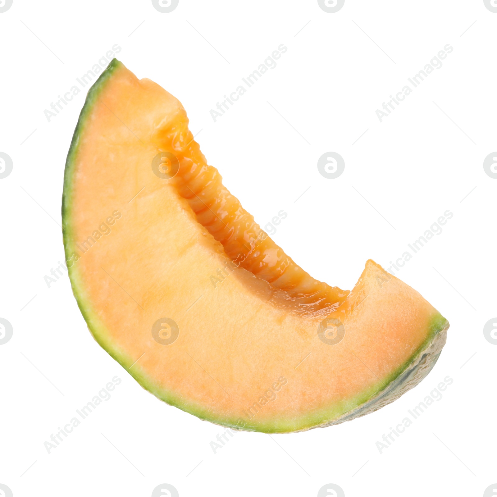 Photo of Piece of Cantaloupe melon isolated on white