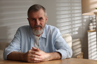 Portrait of handsome senior man at home