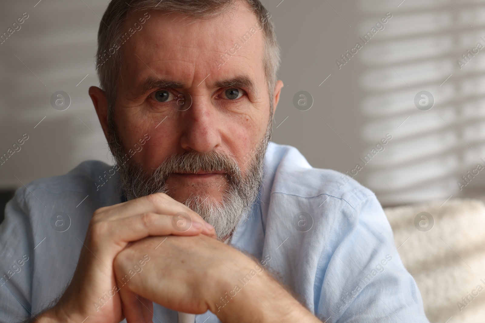 Photo of Portrait of handsome senior man at home