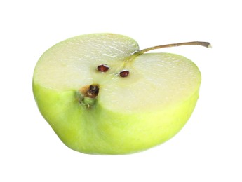 Photo of Half of fresh green apple isolated on white