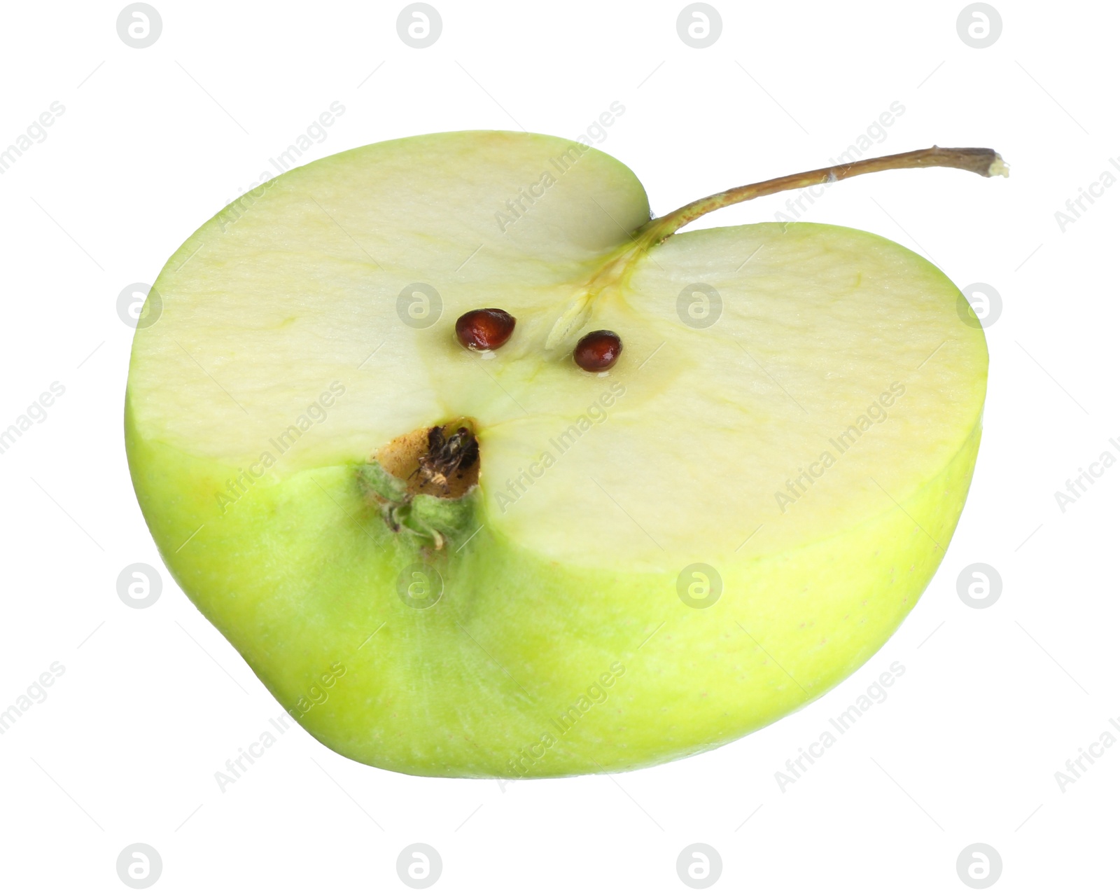 Photo of Half of fresh green apple isolated on white