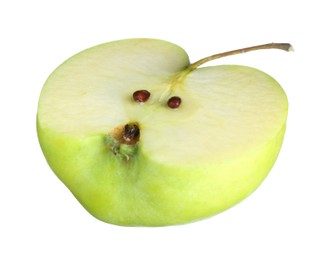 Half of fresh green apple isolated on white