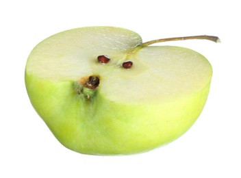 Half of fresh green apple isolated on white