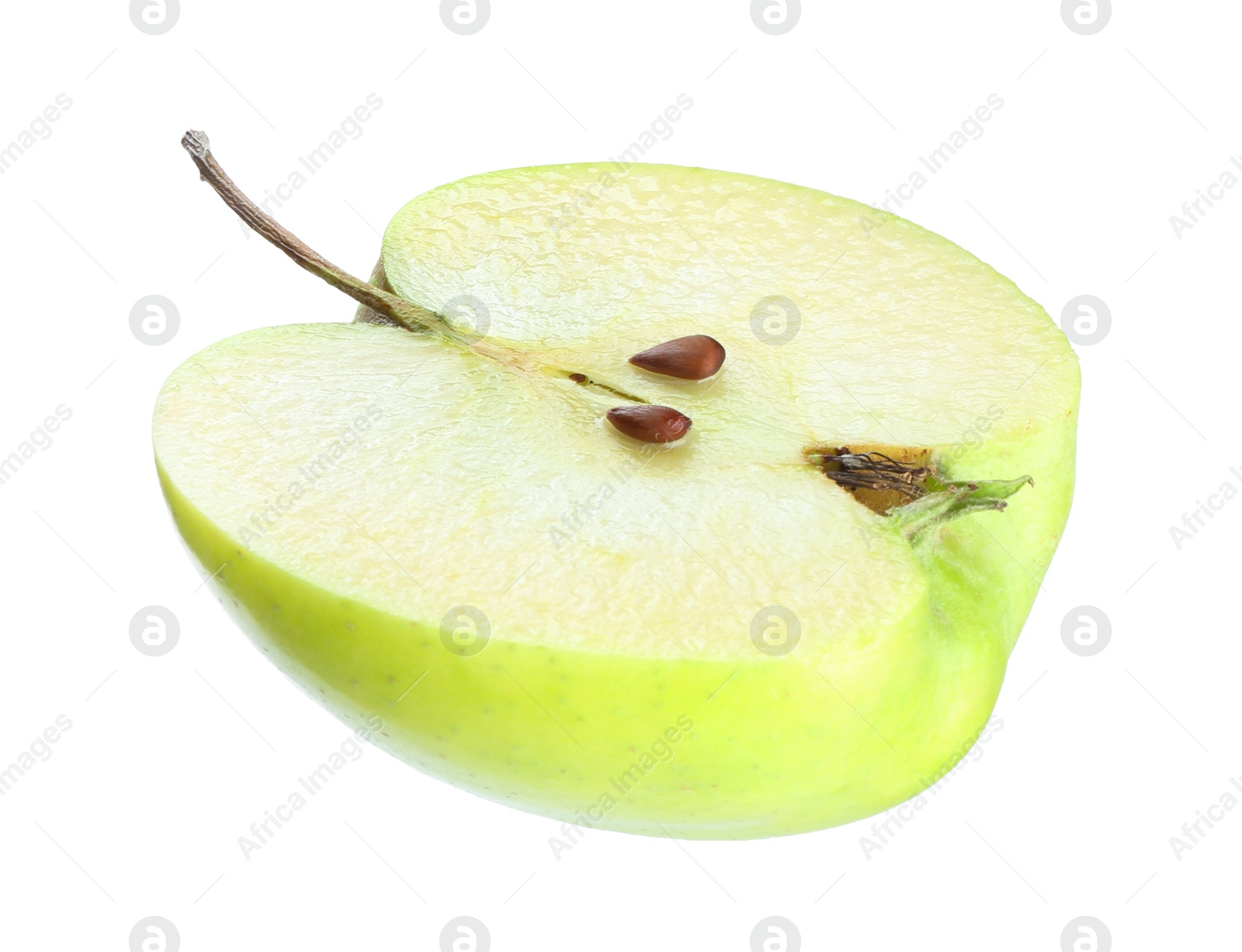 Photo of Half of fresh green apple isolated on white