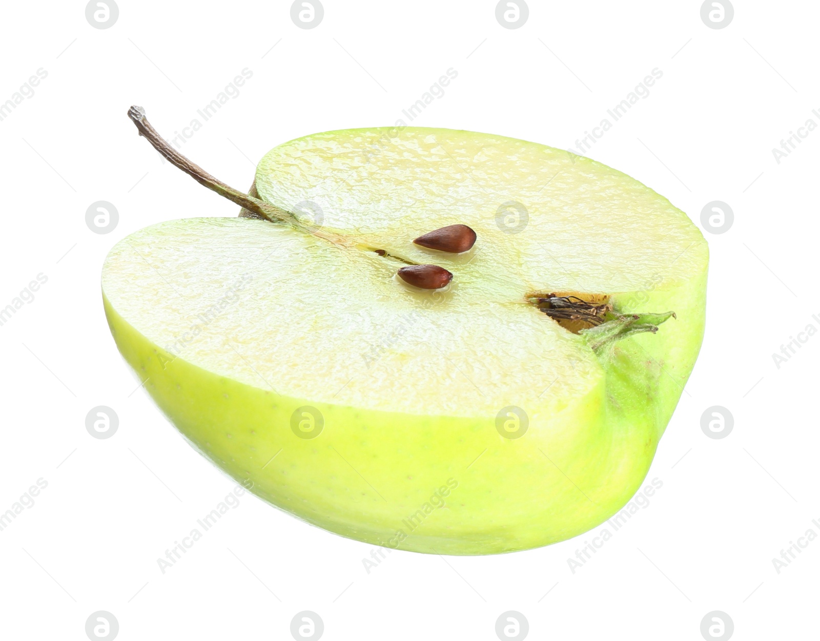 Photo of Half of fresh green apple isolated on white