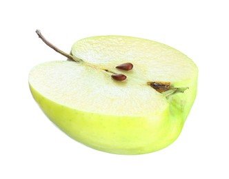 Photo of Half of fresh green apple isolated on white