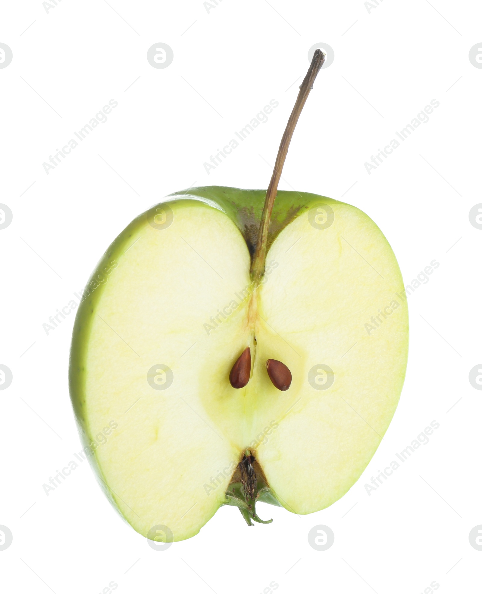 Photo of Half of fresh green apple isolated on white