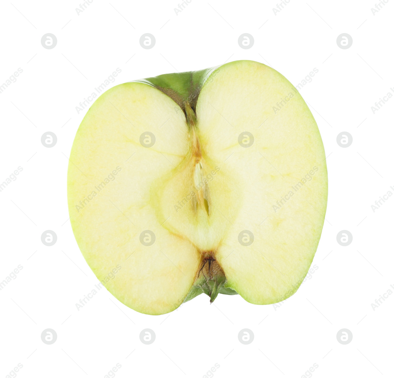 Photo of Half of fresh green apple isolated on white