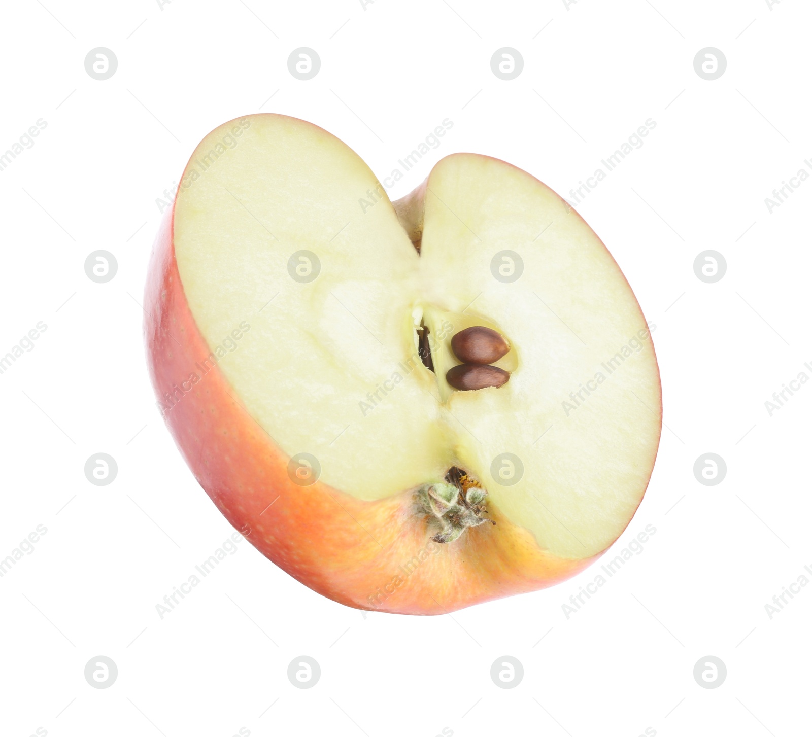 Photo of Half of fresh red apple isolated on white