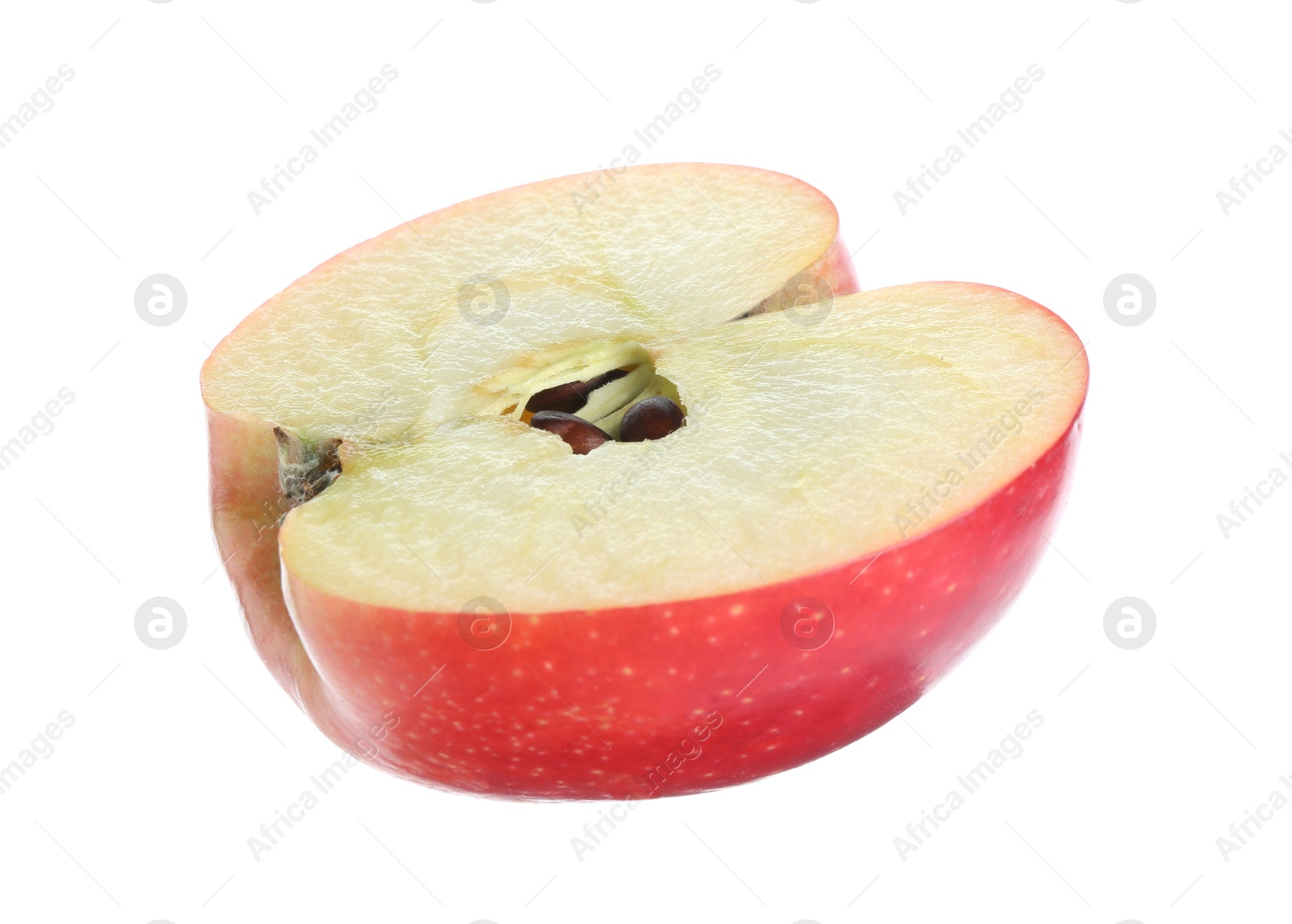 Photo of Half of fresh red apple isolated on white